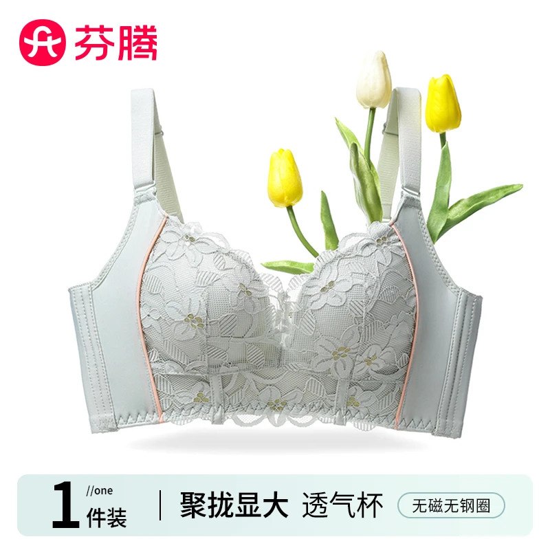 芬腾内衣女小胸聚拢上托显大性感蕾丝透气舒适无钢圈调整型文胸罩
