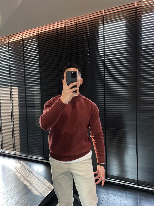 欧货秋冬新品针织衫纯色打底柔软百搭舒适时尚潮流内搭长袖毛衣男
