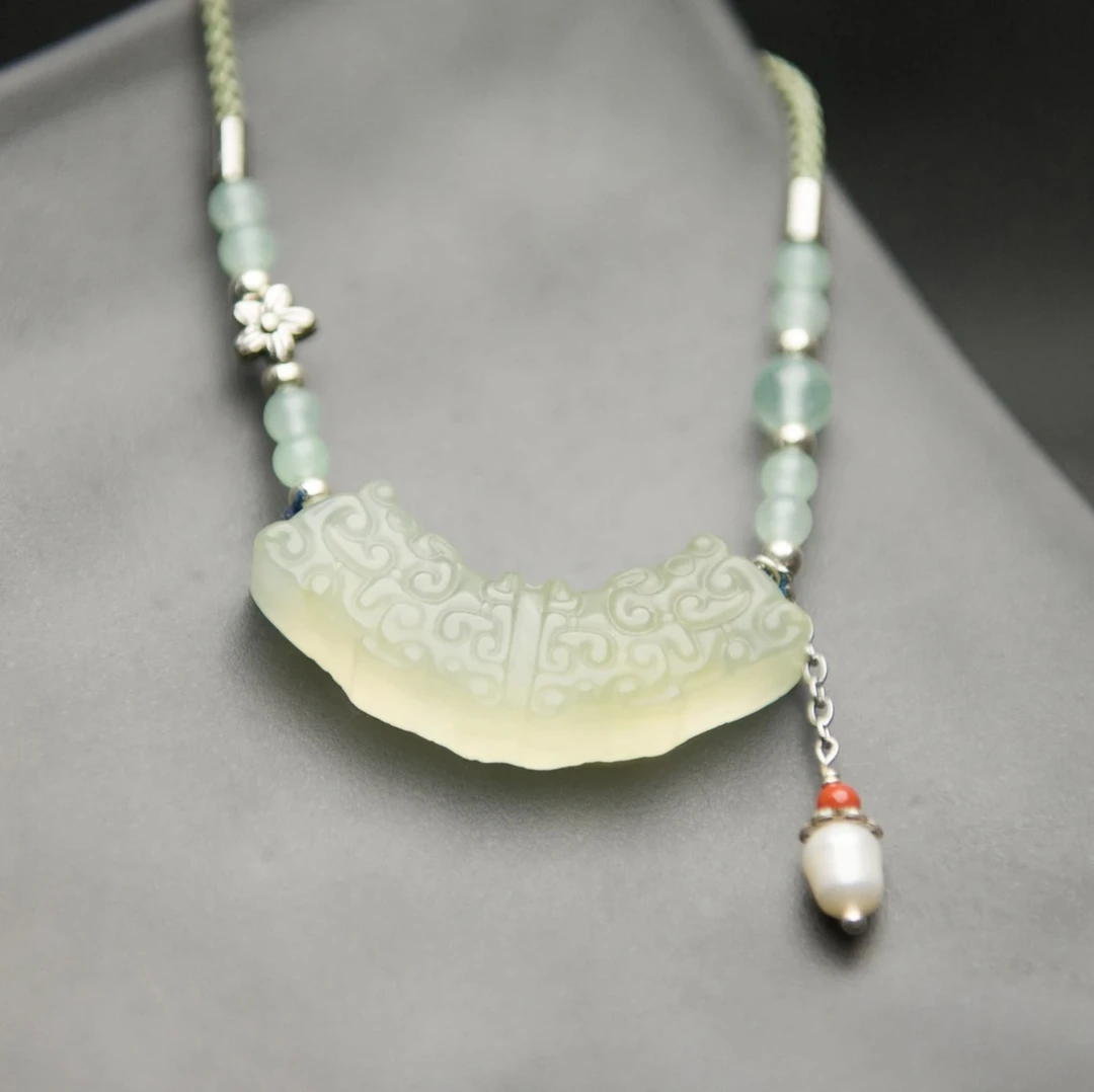 [22]岫玉冰料玉衡蛇纹石玉锁骨链颈链项链