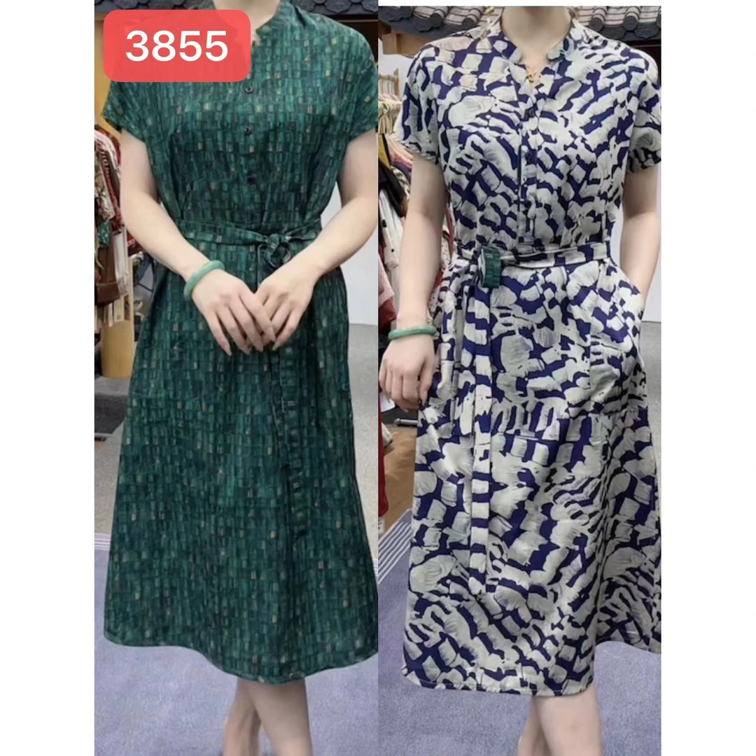 3855-31新款舒适时尚印花双面穿连衣裙