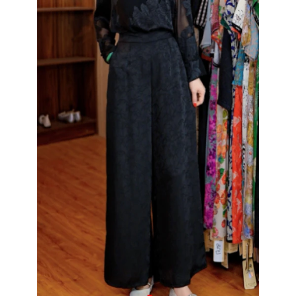 7235-21【富贵竹】新款舒适时尚休闲气质直筒裤