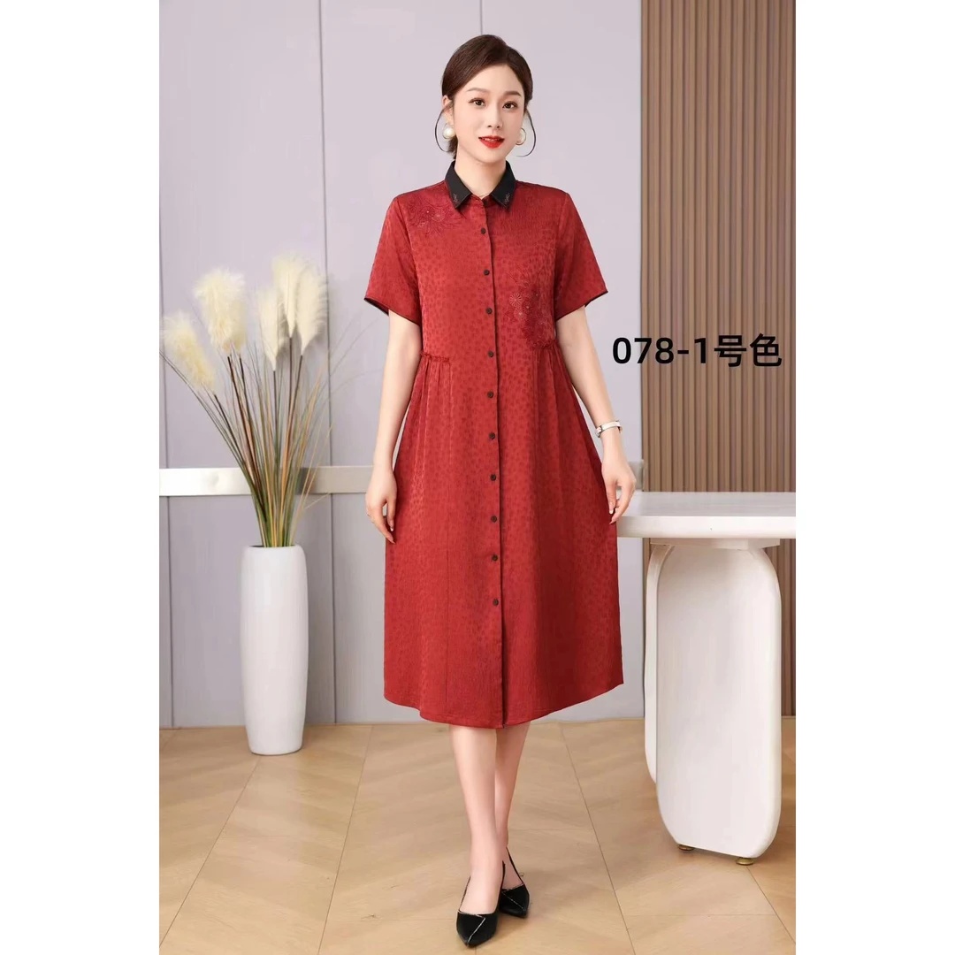 1-078-21（红）新款时尚气质休闲连衣裙