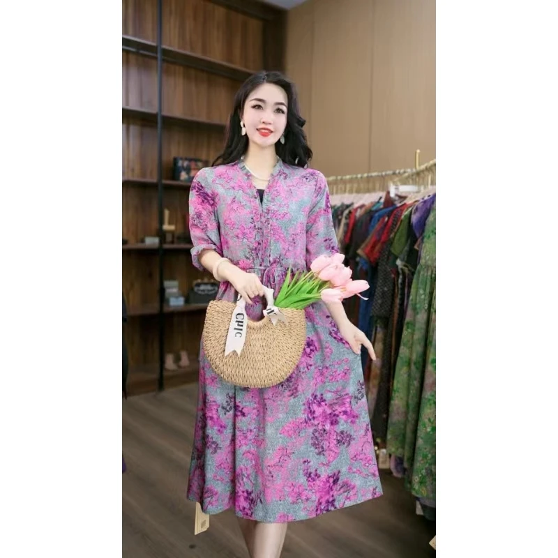 3872-21（粉花）新款洋气舒适时尚连衣裙