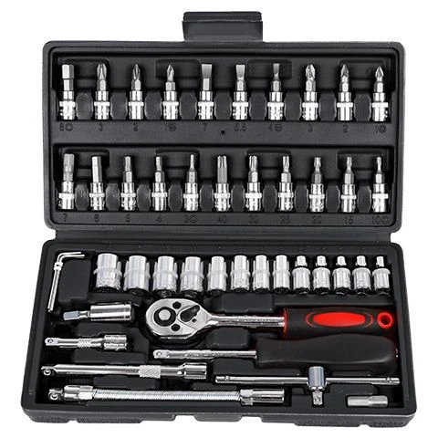 46件套装工具1/4小飞工具套装棘轮扳手工具套筒扳手修车工具套装