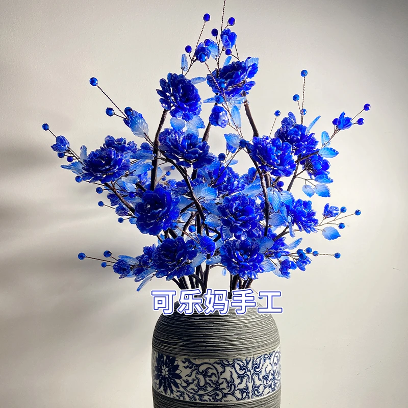 中桌摆 仿玉富贵牡丹手工diy材料包