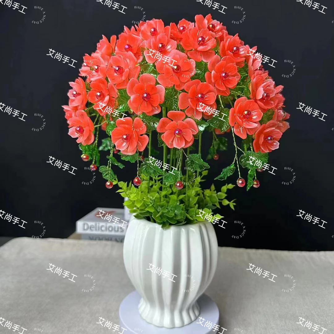 【送陶瓷花瓶】新款仿玉凤尾花diy手工材料包