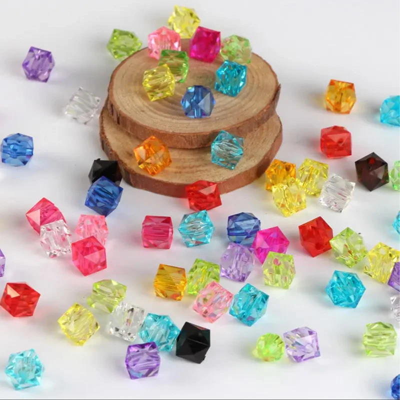 8mm  10mm 透明菱形方珠亚克力珠子制作材料