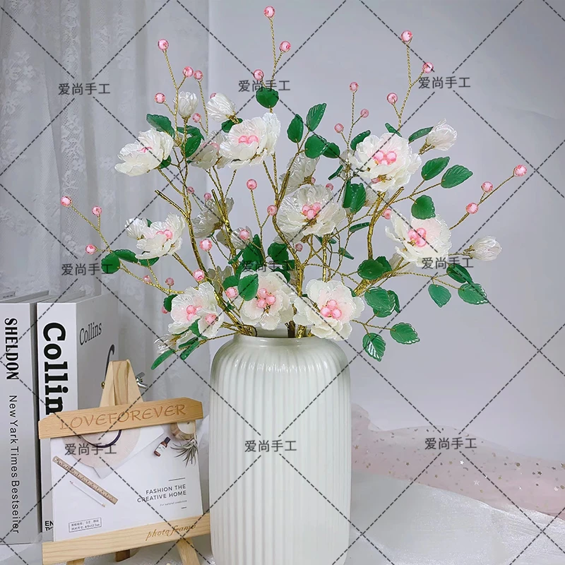 新款切面珠山茶花材料包diy手工摆件装饰花束