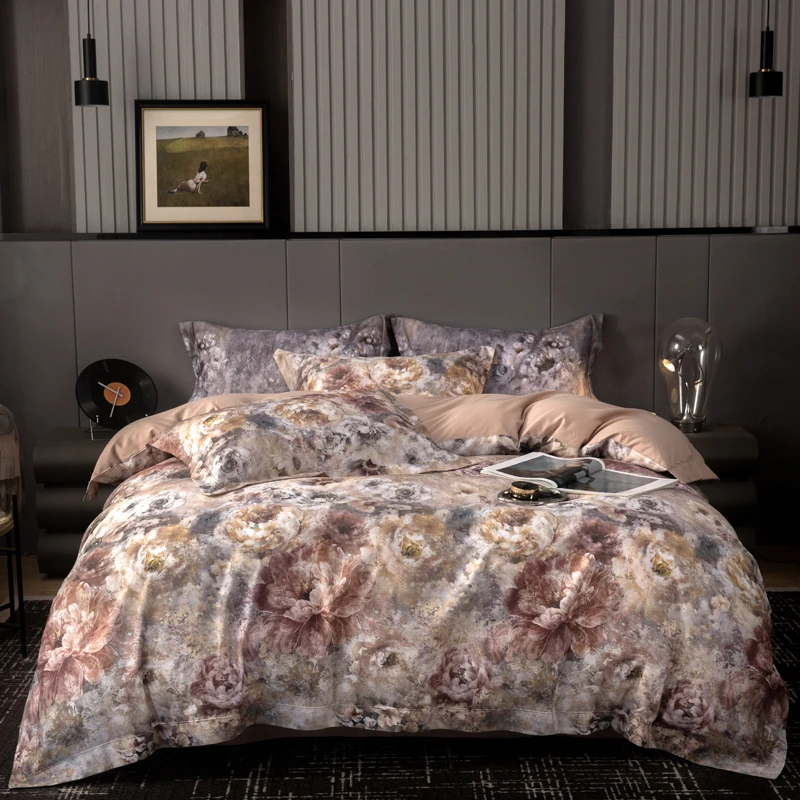 【奶丝磨毛华锦缎单被套】天丝棉奶丝磨毛DR工艺单被套