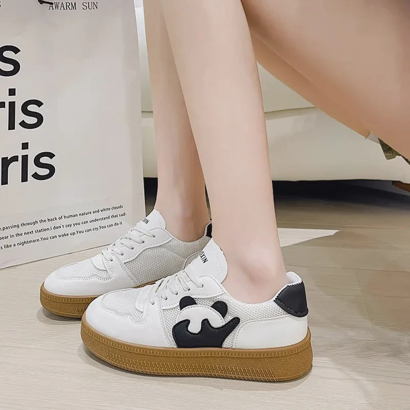 V213-1【新疆包邮】网面小白鞋2024年春夏季新款百搭厚底板鞋休闲鞋