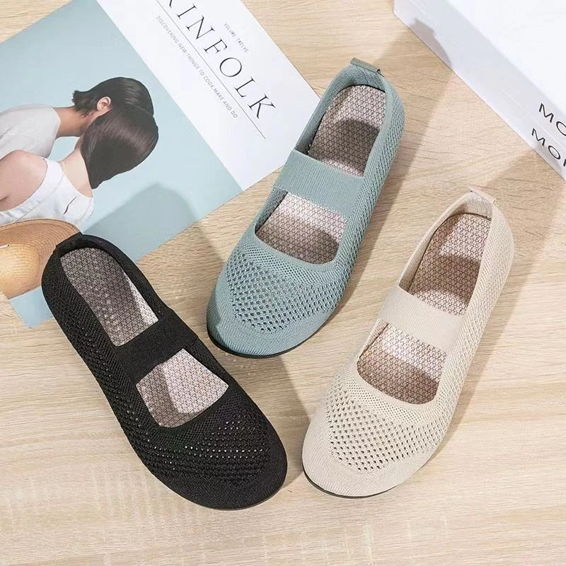 夏季透气软底妈妈鞋休闲舒适时尚网鞋平底轻便低帮【聚氨酯567】