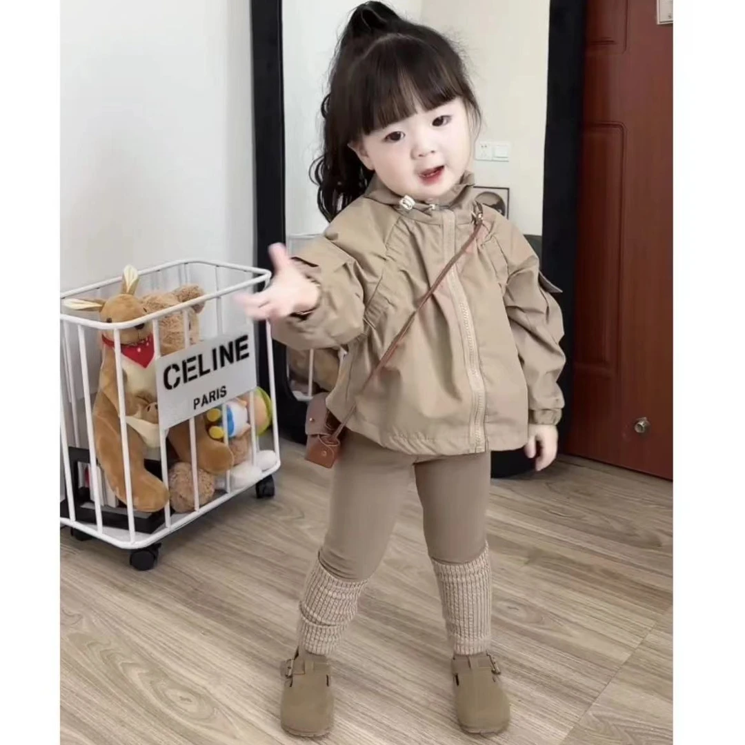 女童套装2025春秋季新款儿童时髦外套女宝宝洋气咖色打底裤两件套