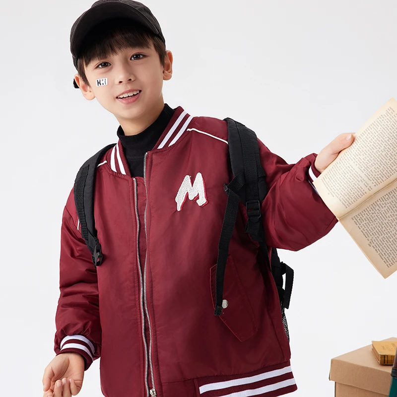 男童外套加绒秋冬2024新款童装中大儿童棒球服加厚夹棉上衣