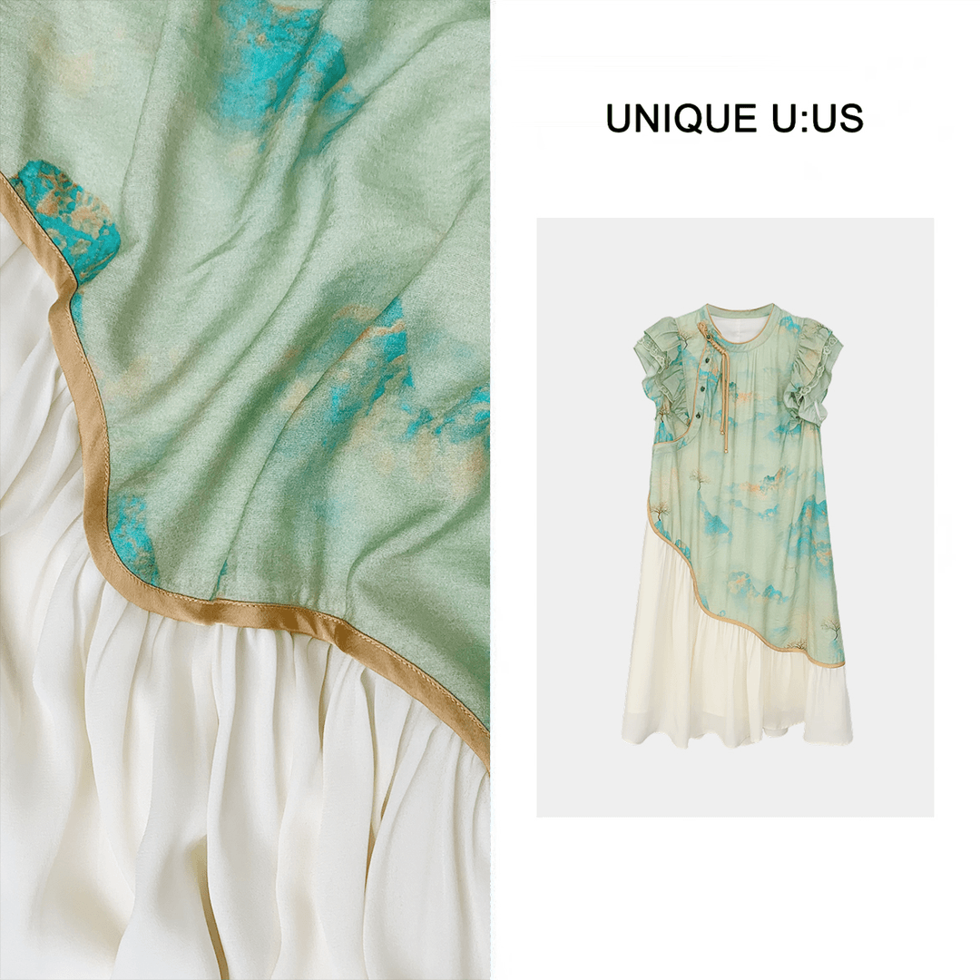 UNIQUE U:US【夏荷】夏季新款百搭时尚潮流气质宽松连衣裙242605