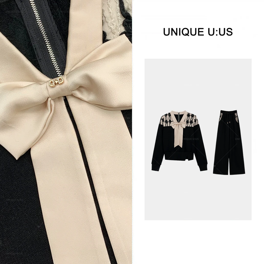 UNIQUE U:US【墨兰庄园编号77】秋季气质时尚加绒女装套装2410996