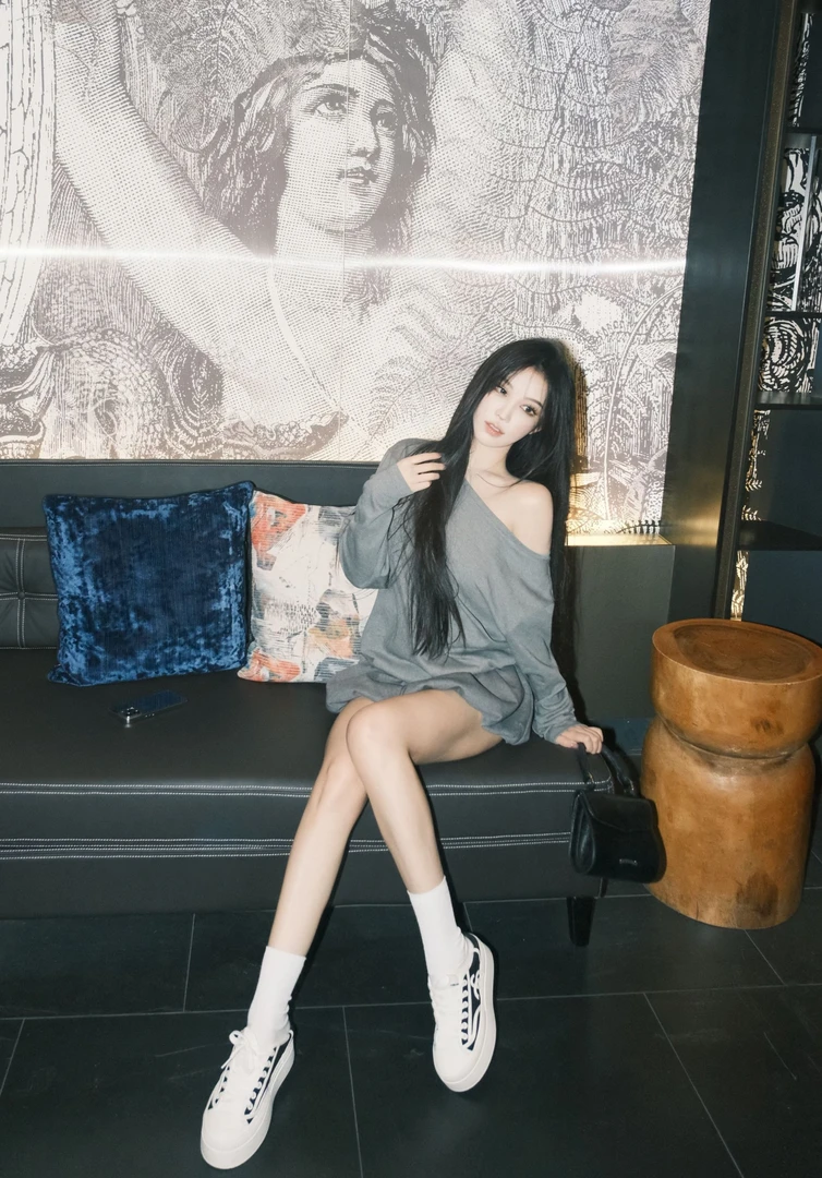 GABBY 棉+人棉斜肩两色裤蓬蓬裙套装L1118