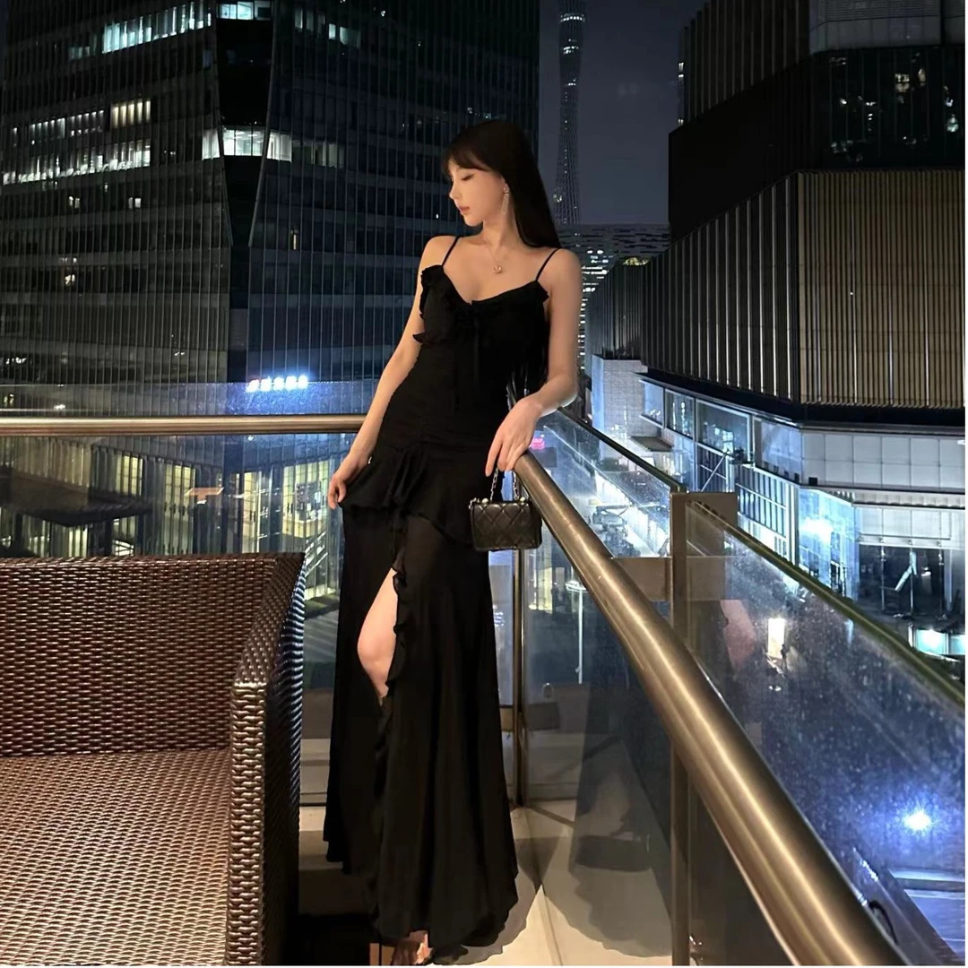 GABBY zui高版本【奢野佳人】豹纹轻奢复古小众吊带连衣裙  A2419