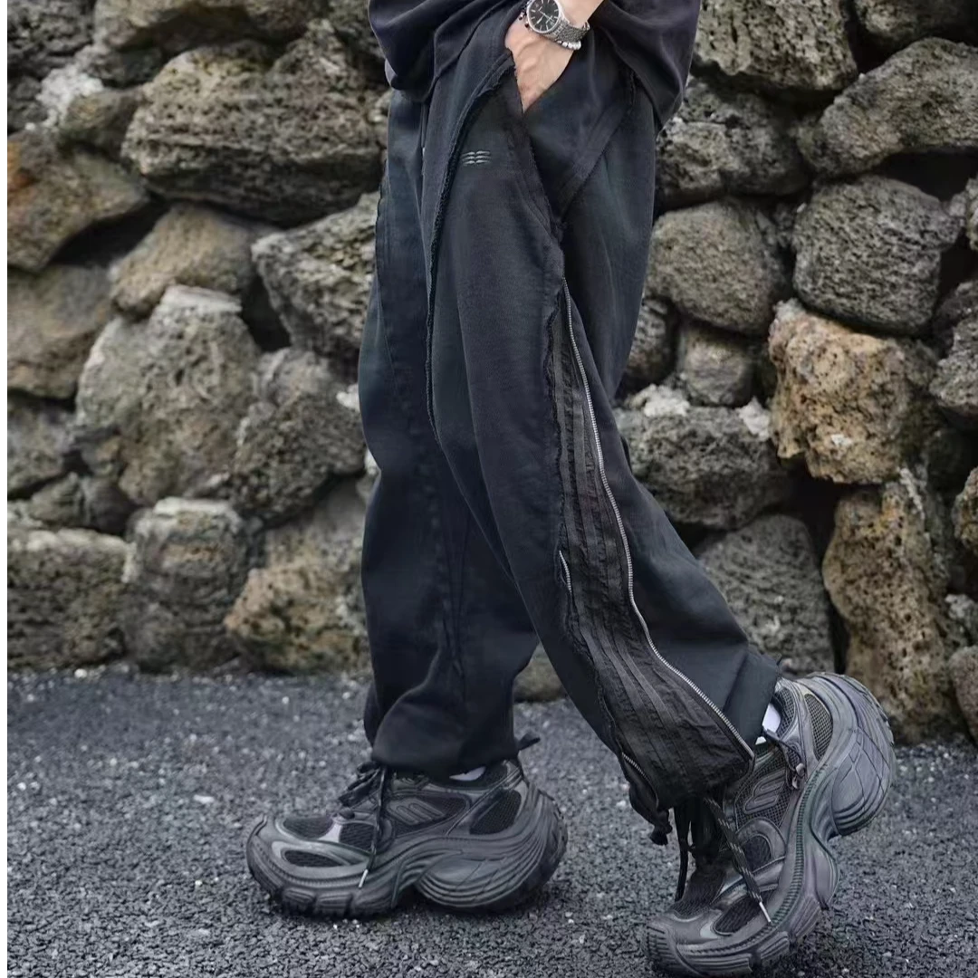 迪家联名废土风解构休闲运动裤高街男士美式百搭宽松秋季