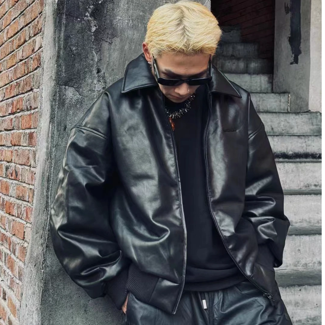 巴黎风冬季复古taxi羽绒皮衣