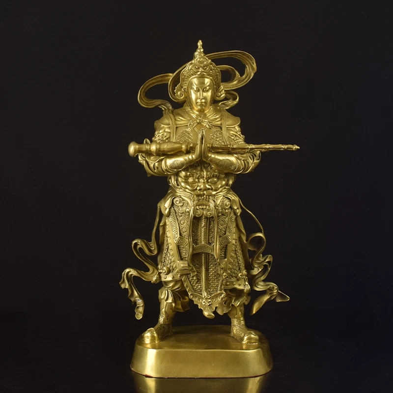 匠意黄铜新立韦驮寺庙摆件家居摆件大号韦驮纯黄铜摆件