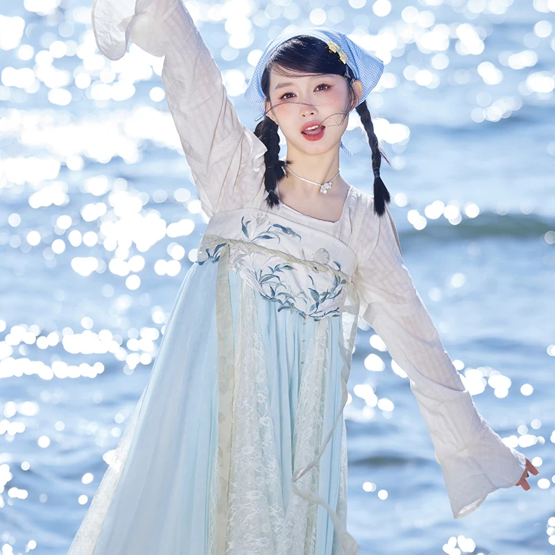 七月夕汉服 空中剪水 改良坦领衫内搭吊带齐胸裙女夏新款日常