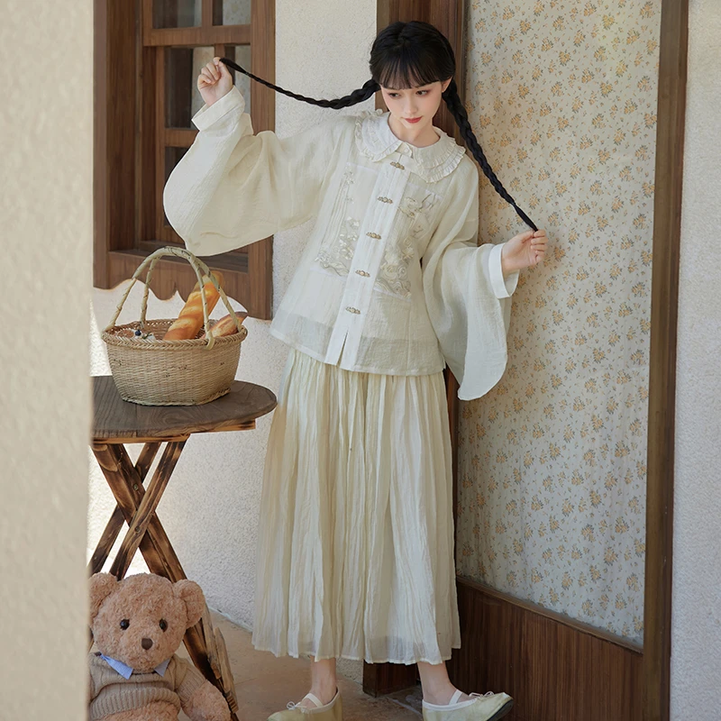 七月夕 汉服2023版百搭裙 半身裙四季长款百褶仙女裙日常汉元素