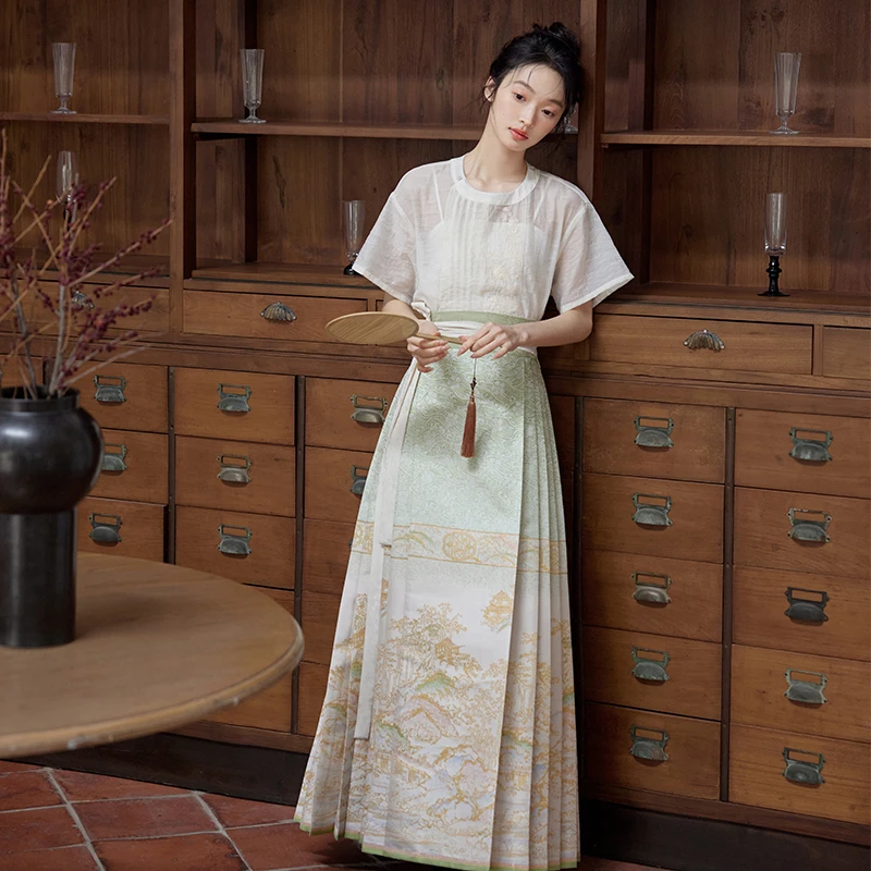 七月夕【疏篱袅袅】日常可穿马面裙女套装针织上衣秋季新款套装