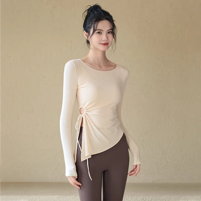 元气女孩瑜伽服女秋冬新款显瘦紧身长袖运动上衣跑步训练专用罩衫