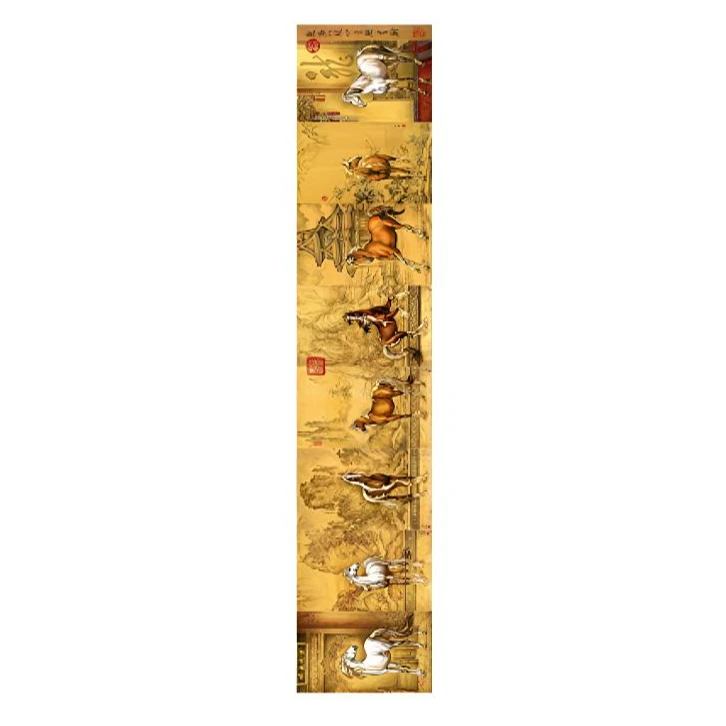 《乾隆八骏图》3X0.6米横幅高端大气软片无装裱国风刺绣