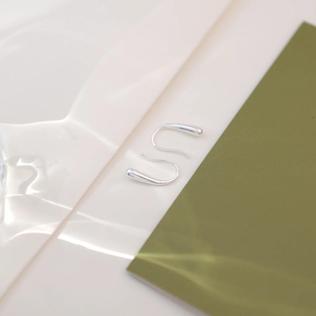 足银耳饰 黔喜银饰【水滴耳钩】实心手工气质百搭小众简约设计感