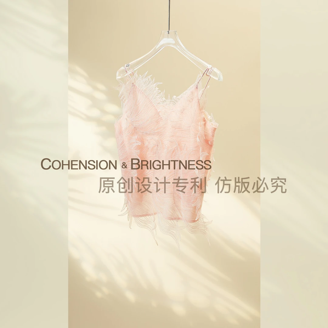 凝慧夏季时尚镂空法式轻奢重工显瘦蕾丝性感羽毛吊带cJ102