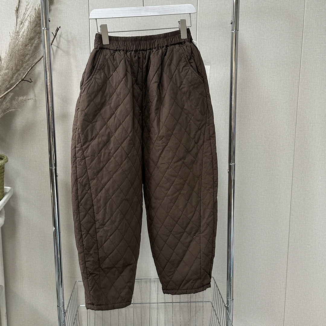 CS1089   秋冬复古松紧腰直筒保暖夹棉长裤