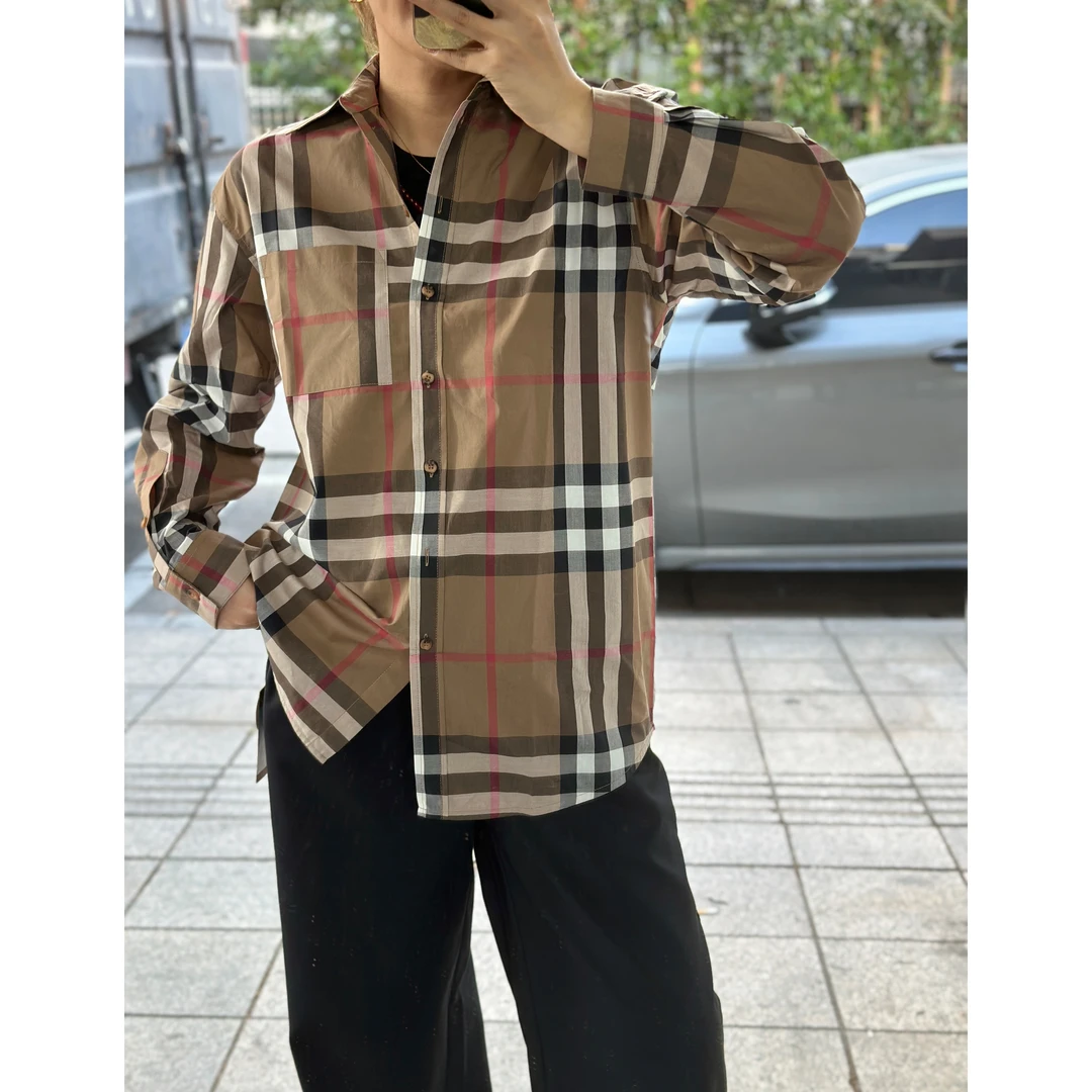 ZR166  新款格纹时尚百搭长袖翻领衬衫