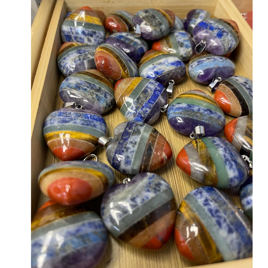 非金属莫桑石吊坠 WX496  天然时尚七彩爱心吊坠