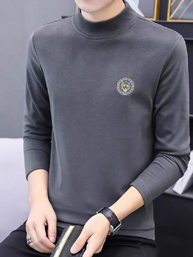 859半高领打底衫男士潮牌ins德绒长袖t恤男装冬季保暖内搭卫衣服