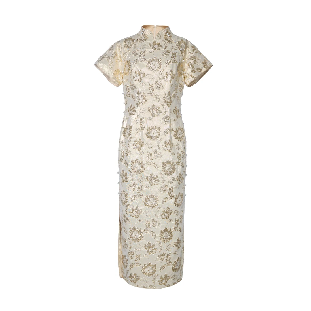 JUNYANG杨君 鎏金虞美人中式旗袍