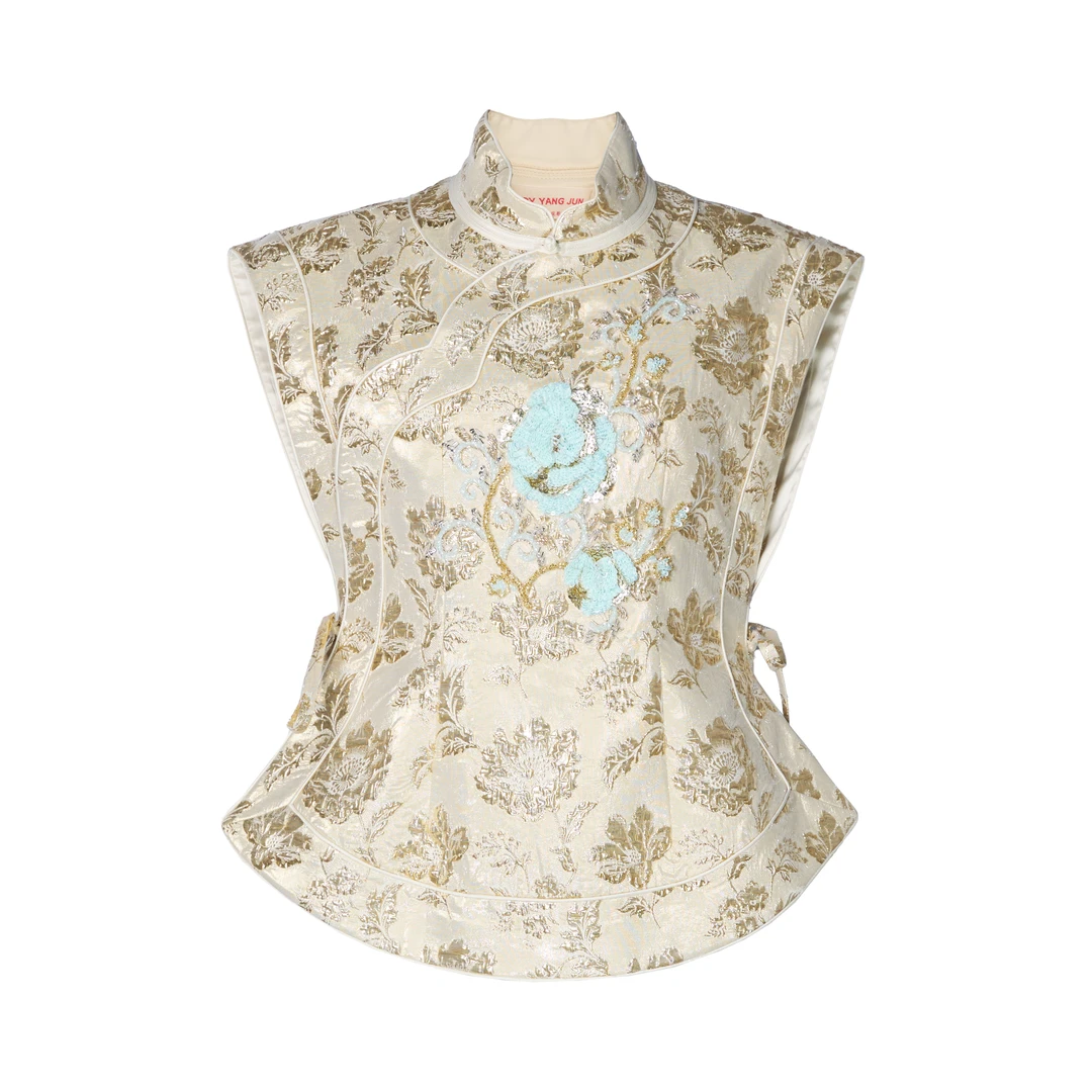 【年中回馈】JUNYANG杨君 （光版）鎏金虞美人中式斜襟马甲