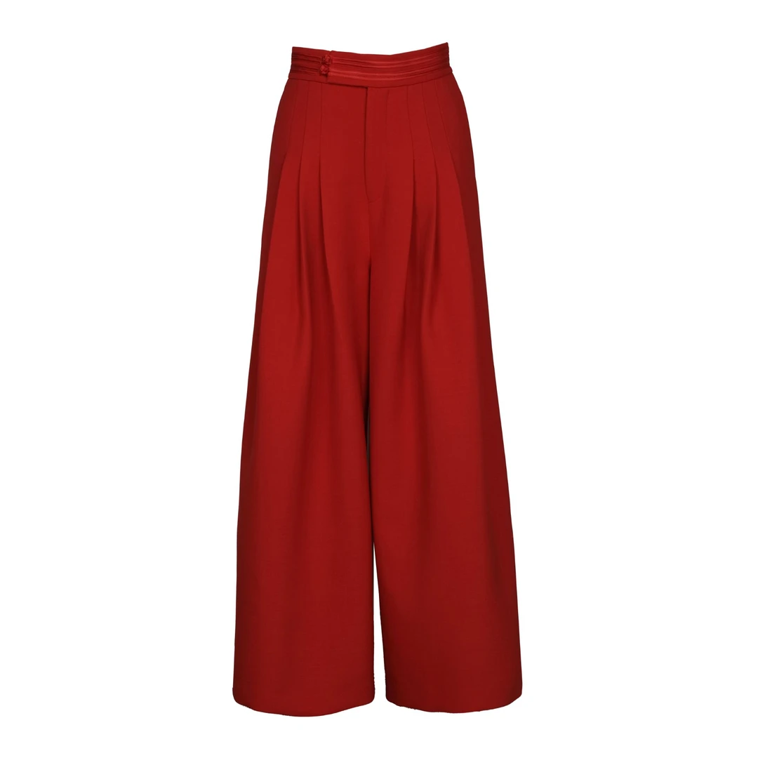 【年中回馈】JUNYANG杨君 中式盘扣腰封阔腿裤显瘦