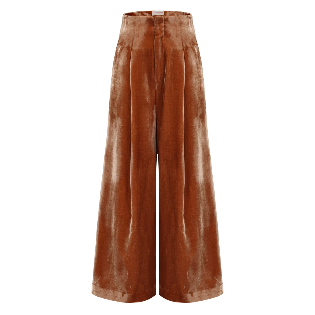 【年中回馈】JUNYANG杨君 琥珀琉璃桑蚕丝丝绒直筒长裤休闲百搭