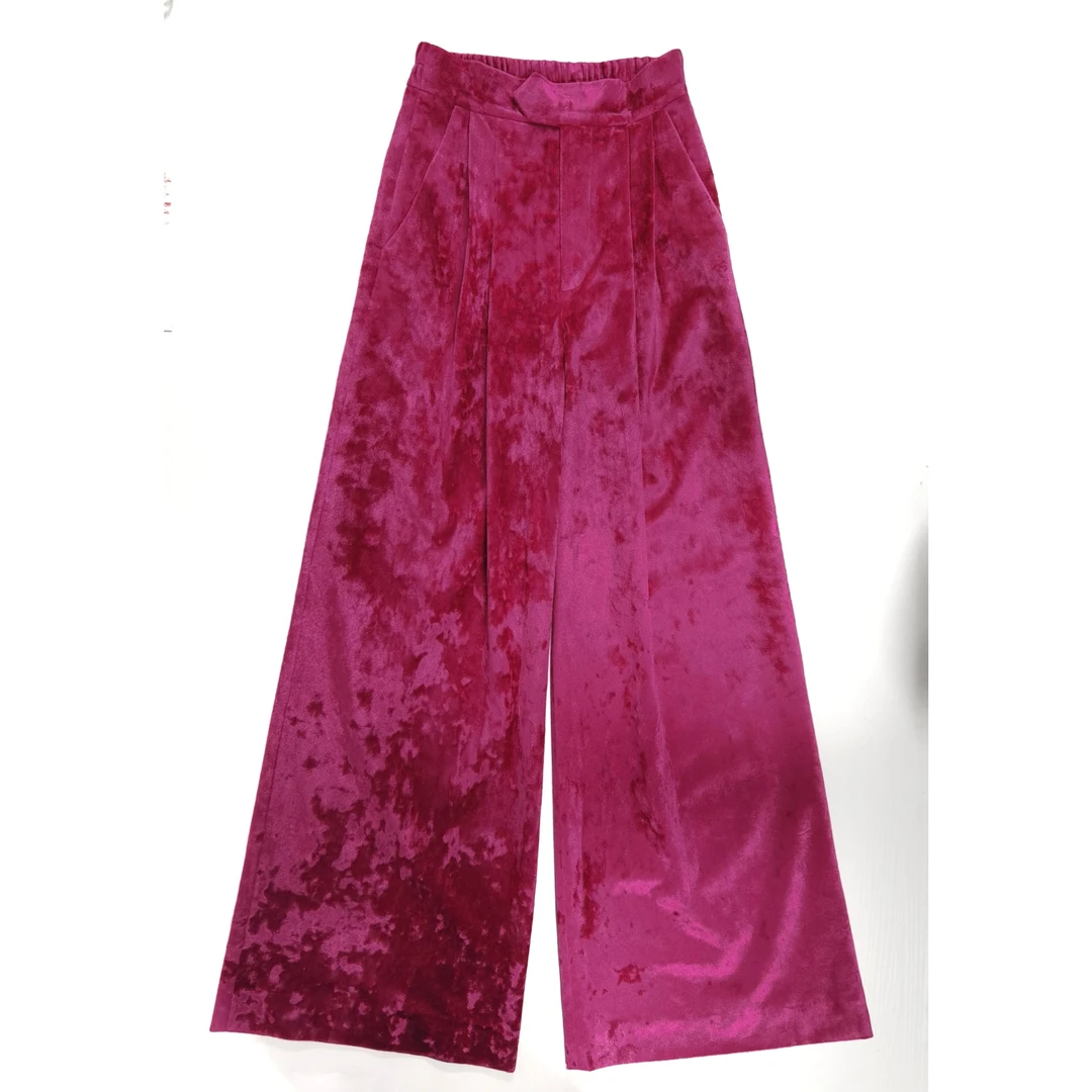 【直播间限定款】JUNYANG杨君 丝绒阔腿裤百搭复古直筒新中式时尚