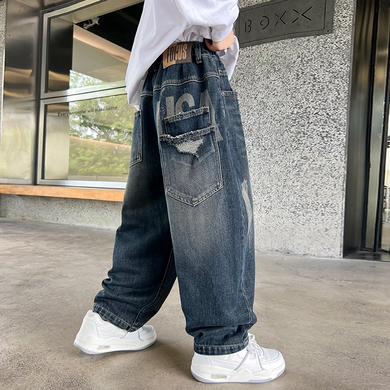 男童秋装牛仔裤2024新款中大儿童秋季休闲裤痞帅男孩裤子春秋款潮