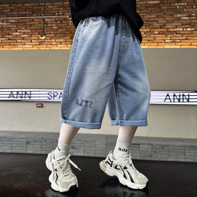 男童牛仔短裤夏季薄款2025新款儿童夏款裤子男孩中裤宽松外穿潮酷