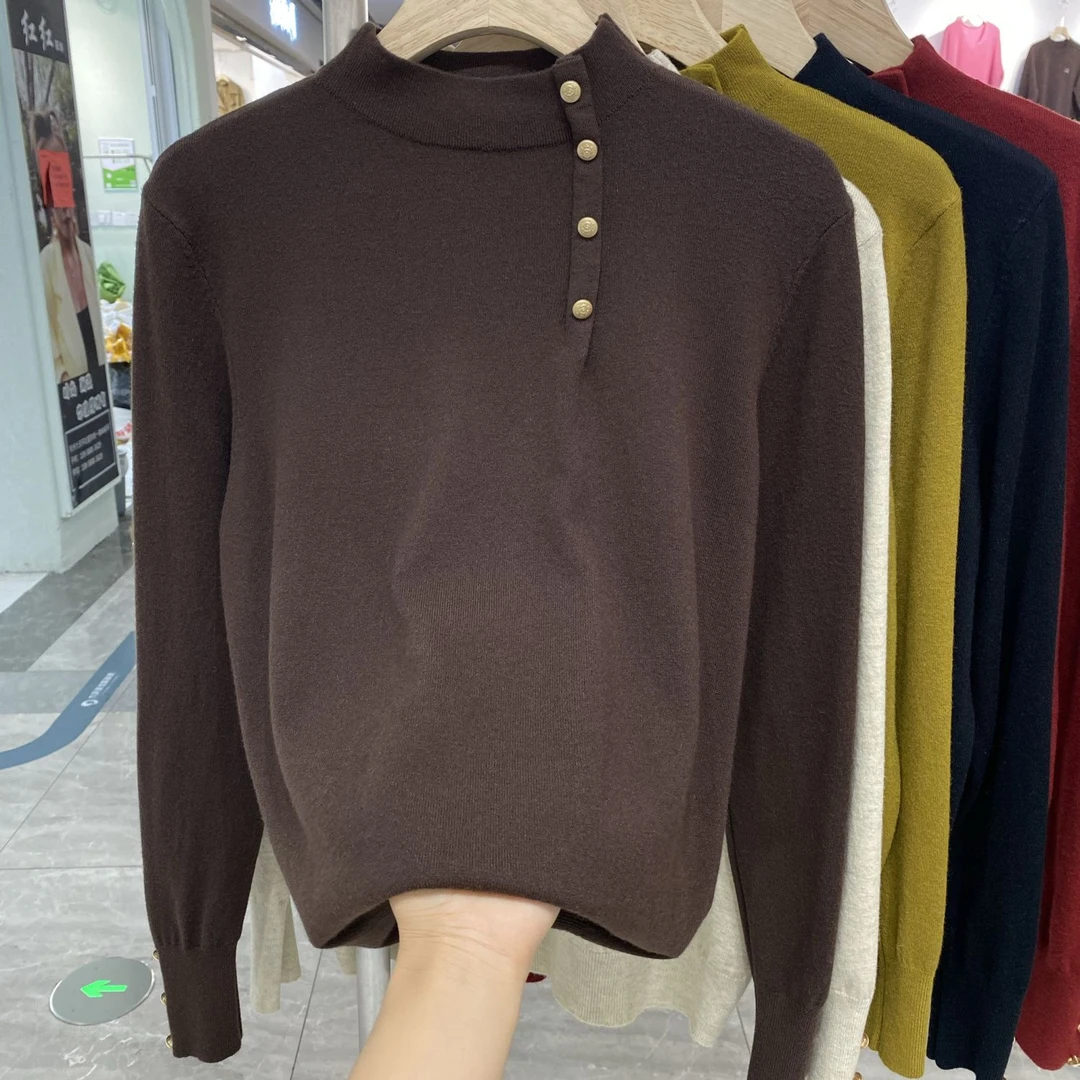 秋冬设计感洋气针织衫毛衣女2024新款宽松大码不对称上衣洋气打底