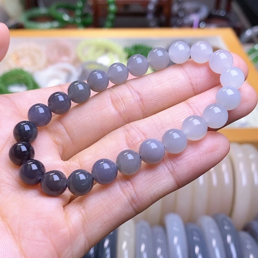 【闪购商品】和田玉浓烟紫渐变8mm手串未镶嵌
