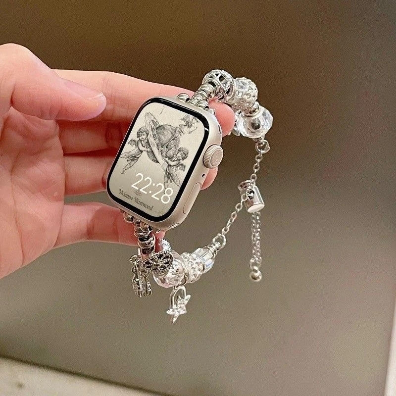 适用iwatchS8轻奢款链条潘多手链拉金属苹果表带Apple Watch78se2