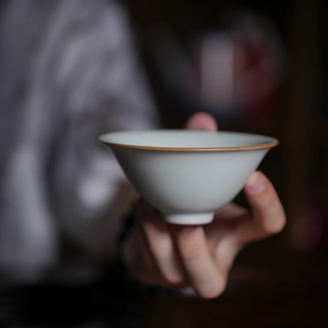 【西泠上新】宋式天青汝窑斗笠杯HX0482a