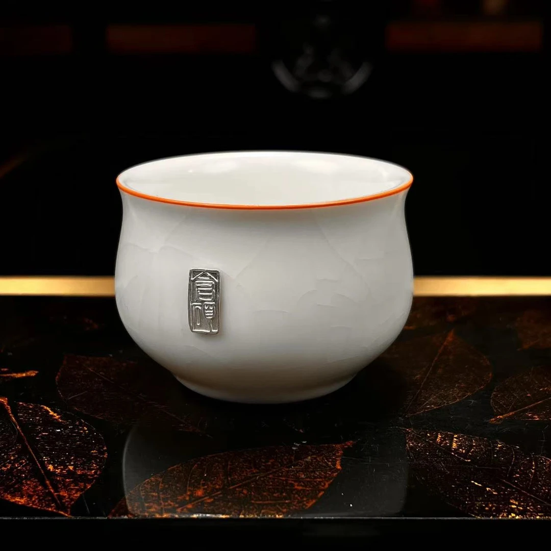 【西泠上新】 象牙白锯钉西泠缸杯 HX0232b