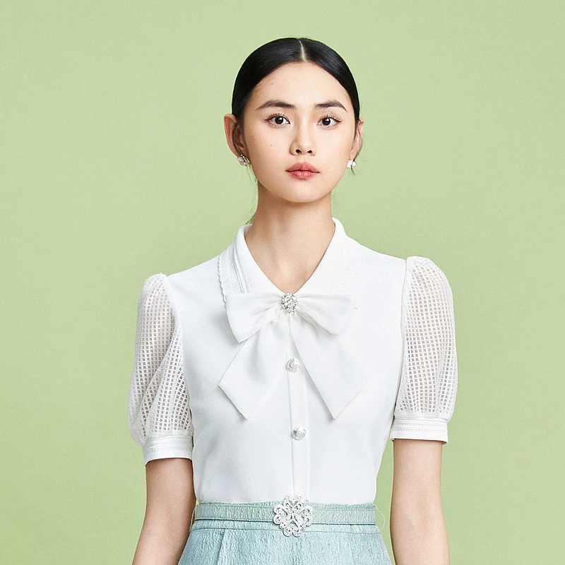 【晨粉专享价】法式浪漫衬衫2024年夏季新款泡泡袖-MJFB04KPR418W11