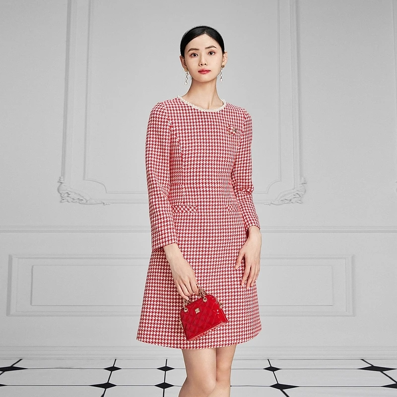 【阳光专属】新款粗花呢精致感连衣裙新年限定-MJFA01WOP300R21/zb