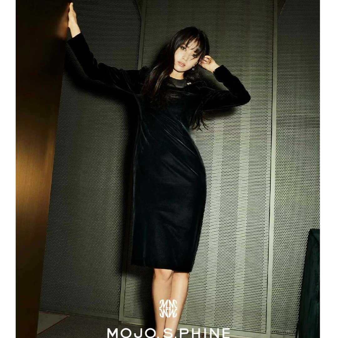 MOJO.S.PHINE丝绒连衣裙气质显瘦-J224MSE301BK9/zb